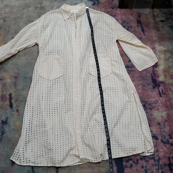 Anthropologie Eyelet Long Cream Swim Cover-Up - Picture 11 of 12